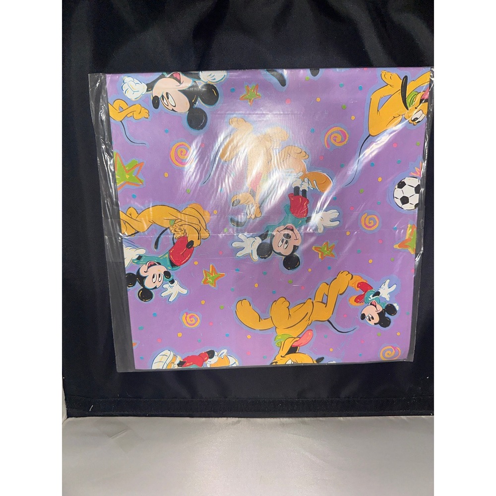 Vintage Disney Mickey Mouse Pluto Gift Wrap 2 Sheets Purple Hallmark Expressions